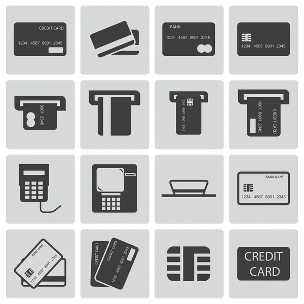 Vector zwarte credit kar icons set — Stockvector