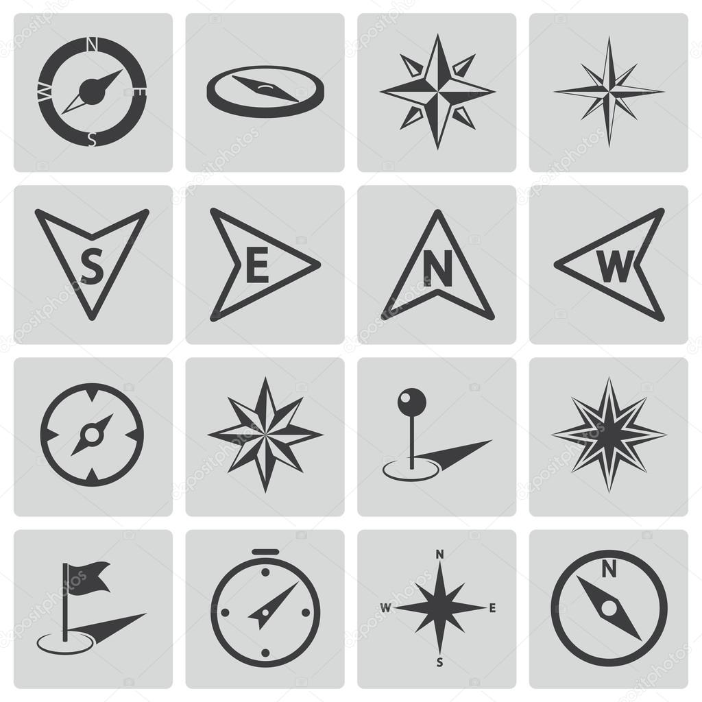 Vector black compass icons set