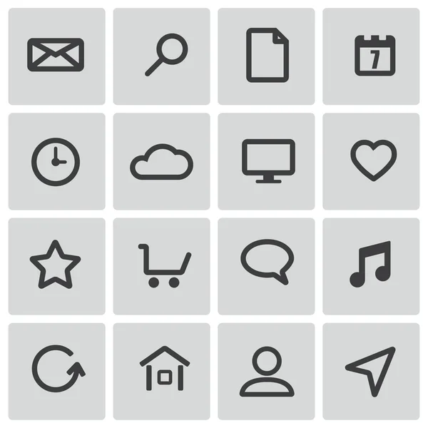 Set di icone universali nere vettoriali — Vettoriale Stock