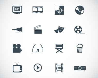 siyah vektör sinema Icon set