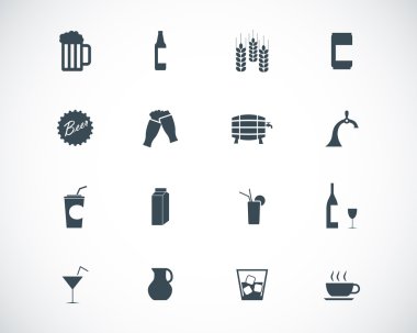 vektör siyah bira ve meşrubat Icons set