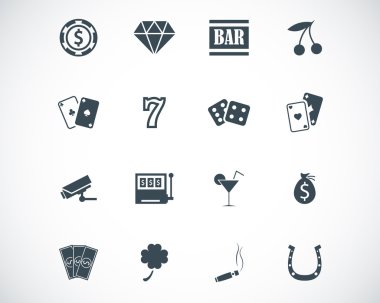 siyah vektör casino simgeler kümesi