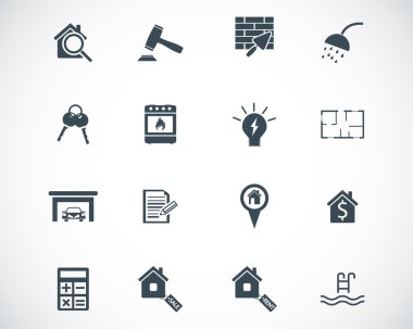 siyah vektör rea estatel Icons set