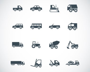 siyah vektör aracı Icons set