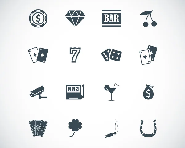 Vector zwarte casino icons set — Stockvector