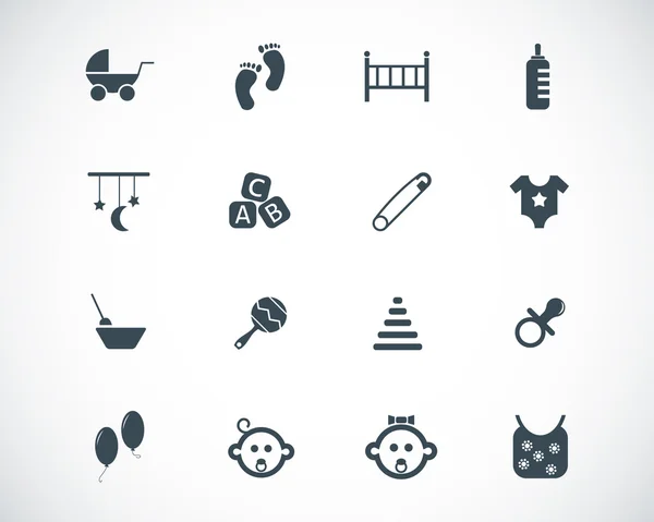 Vector black baby icons set — Stock Vector