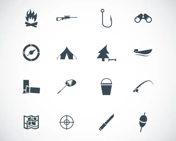 Vector black hunting icons set — Stock Vector