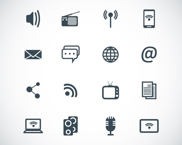 Vector black media icons set
