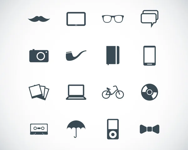 Conjunto de iconos hipster negro vector — Archivo Imágenes Vectoriales