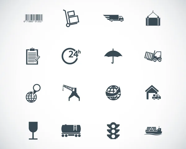 Vector black logistic icons set — Stock Vector