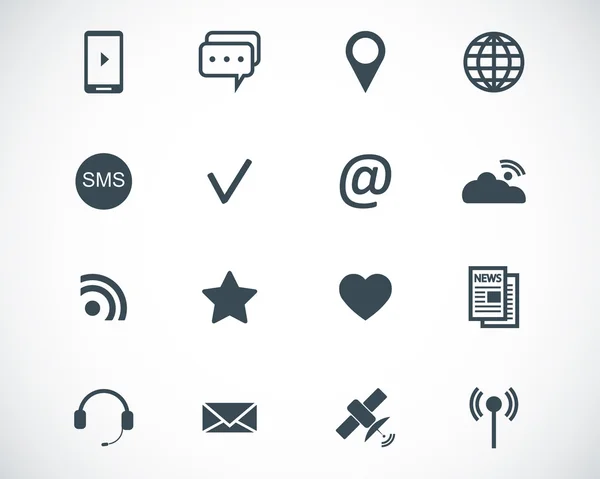 Vector black communication icons set — Stock Vector