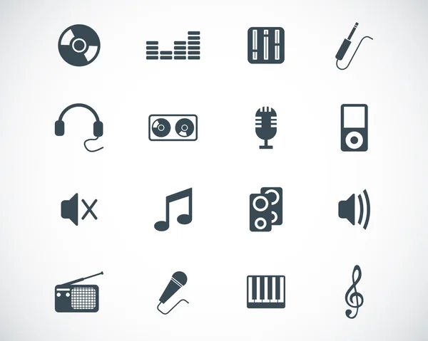 Vector black music icons set — Stock Vector