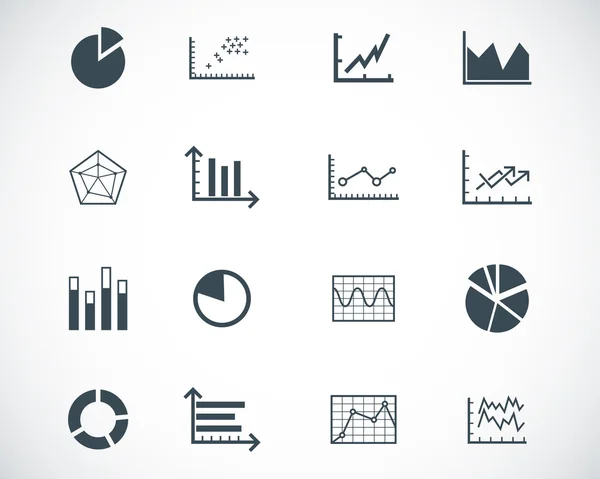 Conjunto de iconos de diagrama negro vectorial — Vector de stock