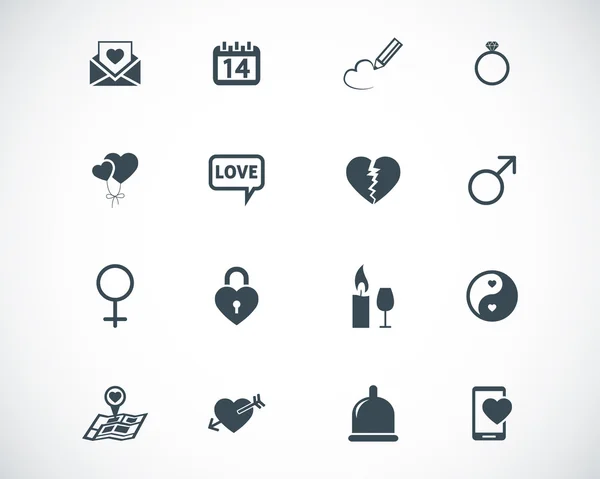 Vector black love icons set — Stock Vector