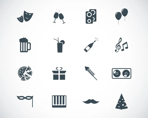 Vector zwarte partij icons set — Stockvector