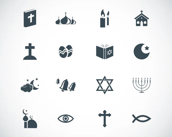 Vektor schwarze Religion Symbole gesetzt — Stockvektor