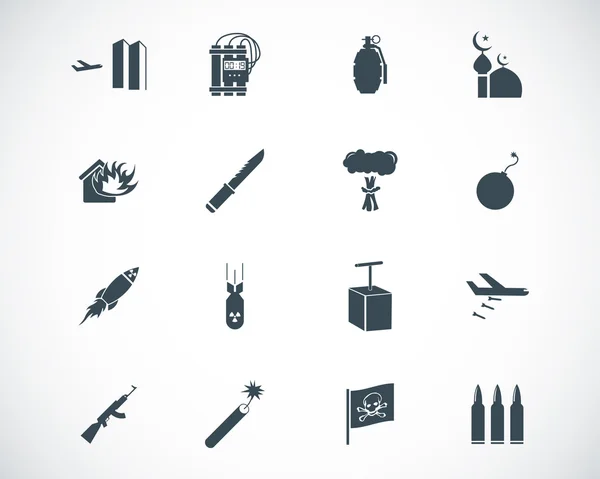 Vector black terrorism icons set — Stock Vector