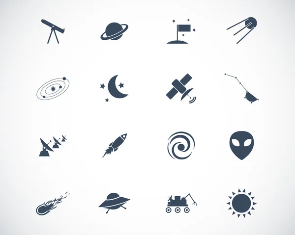 Vector black space icons set — Stock Vector