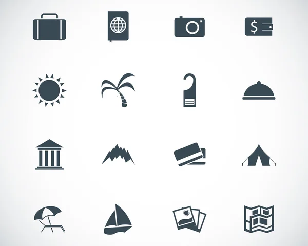 Vector black travel icons set — Stock Vector