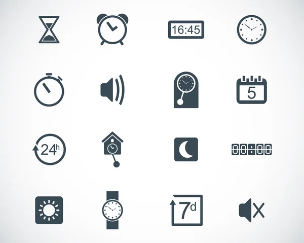 Conjunto de iconos de tiempo negro vectorial — Vector de stock