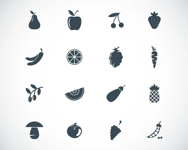 Conjunto de iconos de comida negra vectorial — Vector de stock