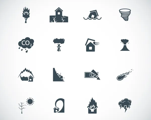 Vector negro desastre iconos conjunto — Vector de stock