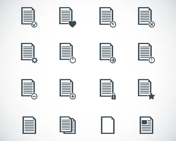 Vektor svart dokument ikoner set — Stock vektor