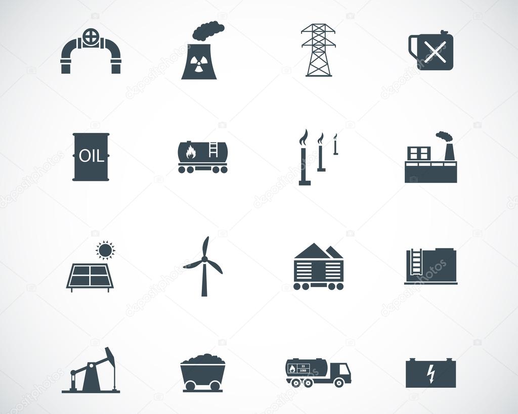 Vector black industry icons set