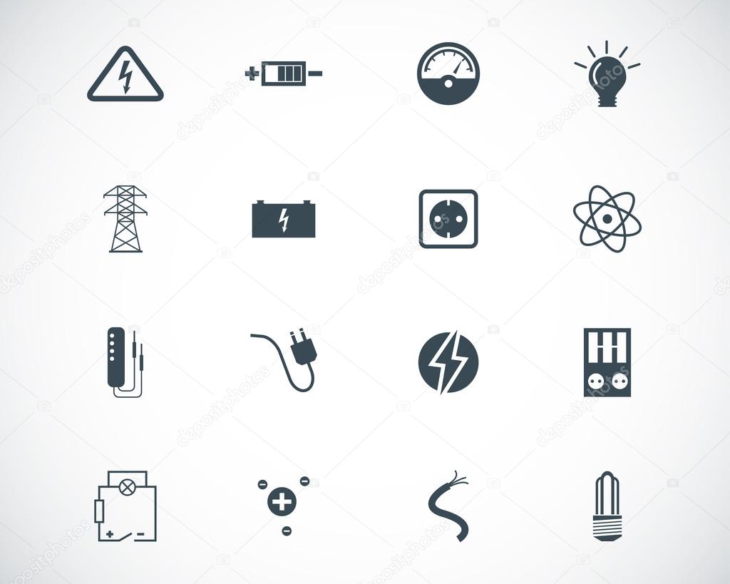 Vector black electricity icons set