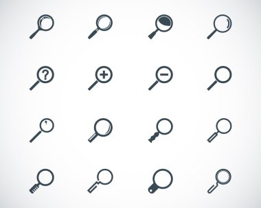 siyah vektör Büyüteç Icons set