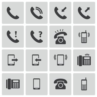 vektör siyah telefon simgeler kümesi