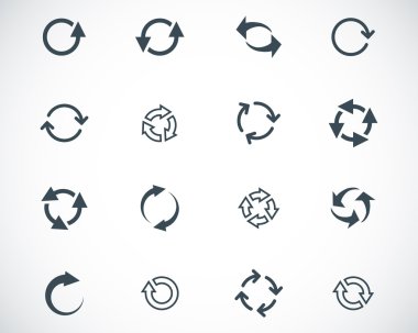 Vector black refresh icons set clipart