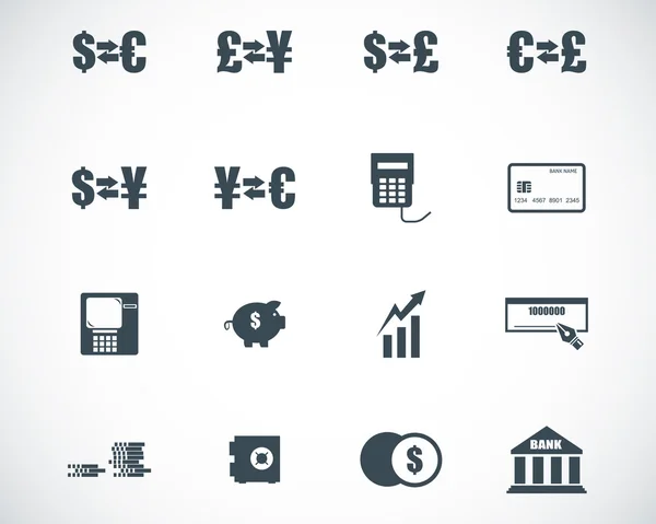 Vector negro banco iconos conjunto — Vector de stock