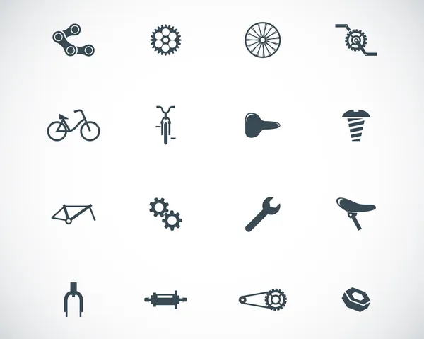 Vektor schwarze Fahrrad Teil Icons Set — Stockvektor