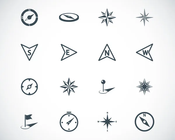 Vector black compass icons set — Stock Vector