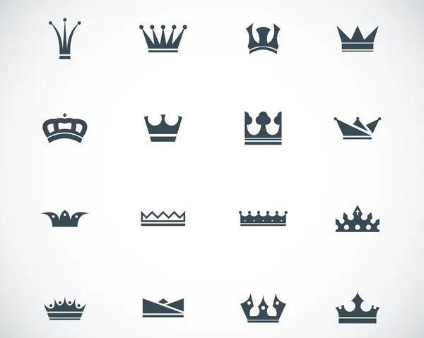 Vector black crown icons set — Stock Vector
