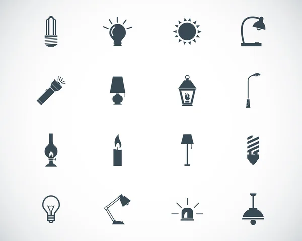 Vector zwart licht icons set — Stockvector