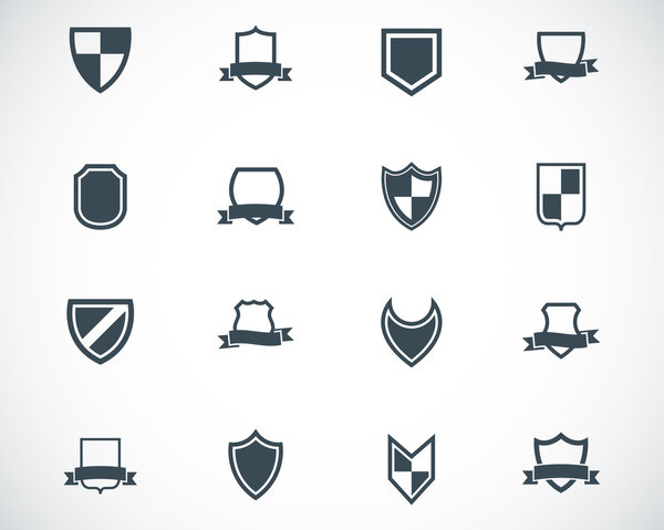Vector black icon shield icons set