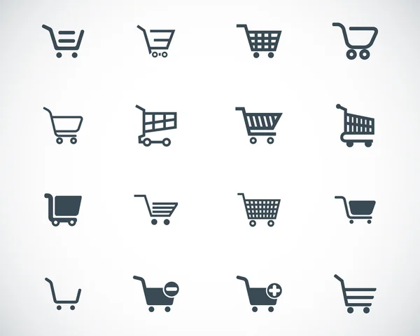 Conjunto de iconos de carrito de compras negro vector — Vector de stock