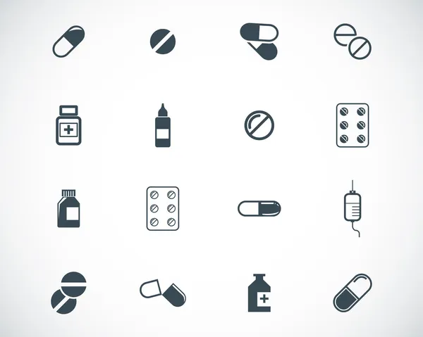 siyah vektör hapları Icon set