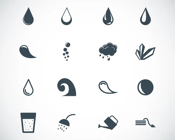 Vector zwarte water icons set — Stockvector