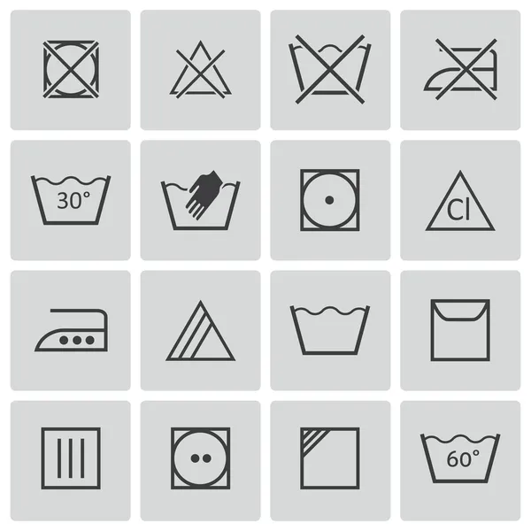 Vector black washing icons set — Stock Illustration Vector black washing icons set Stock Illustration