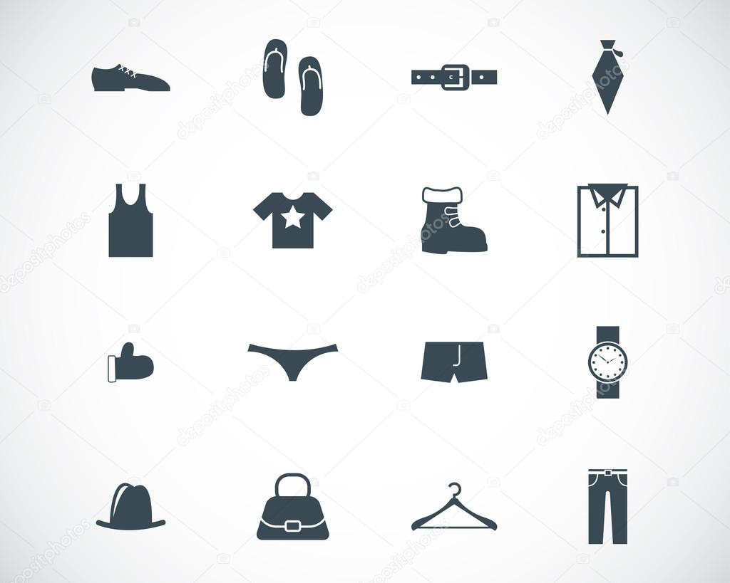 Vector negro conjunto de iconos de ropa Vector de stock #33076409