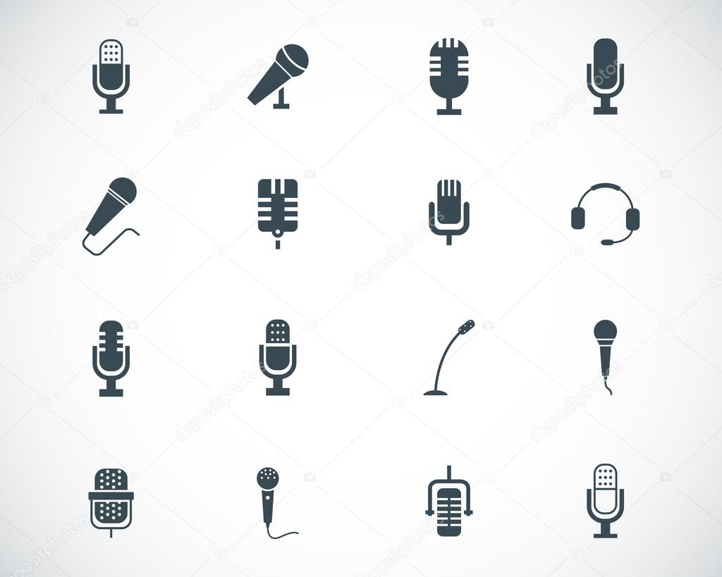 Vector black microphone icons set