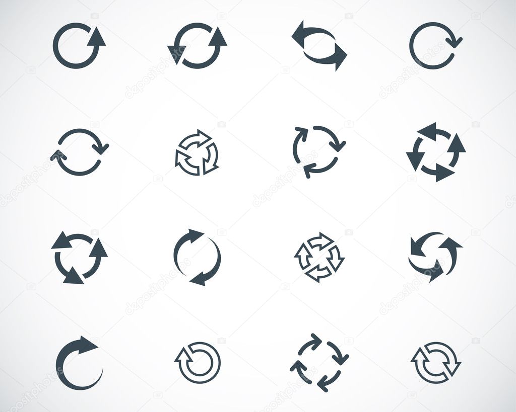 Vector black refresh icons set