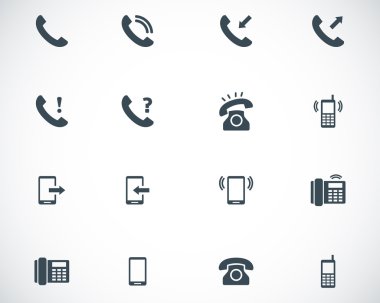vektör siyah telefon simgeler kümesi