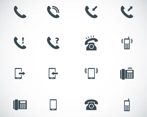 Conjunto de iconos de teléfono negro vectorial — Vector de stock