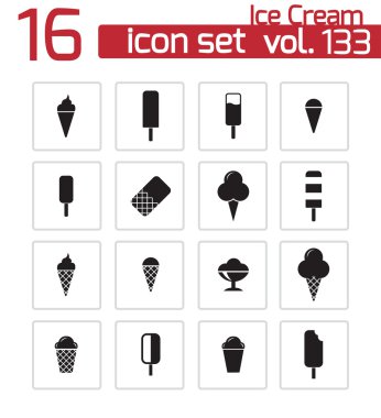 siyah buz krem Icons set vektör