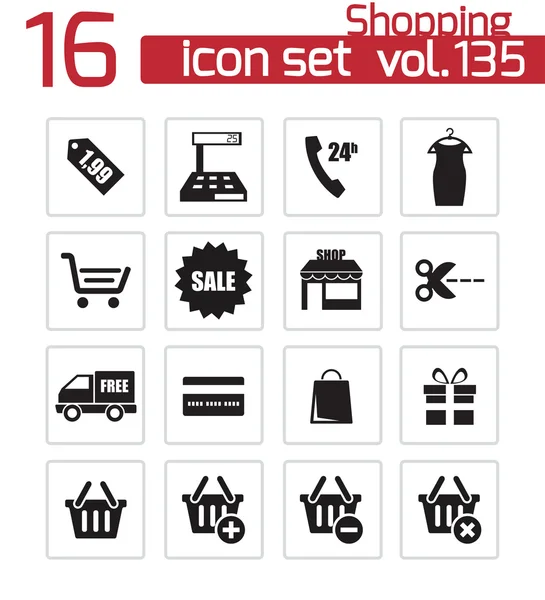 Vector black shopping icons set — Stock Vector