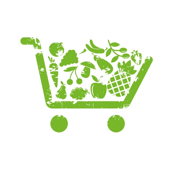 Shopping cart fruit — Stock Vector